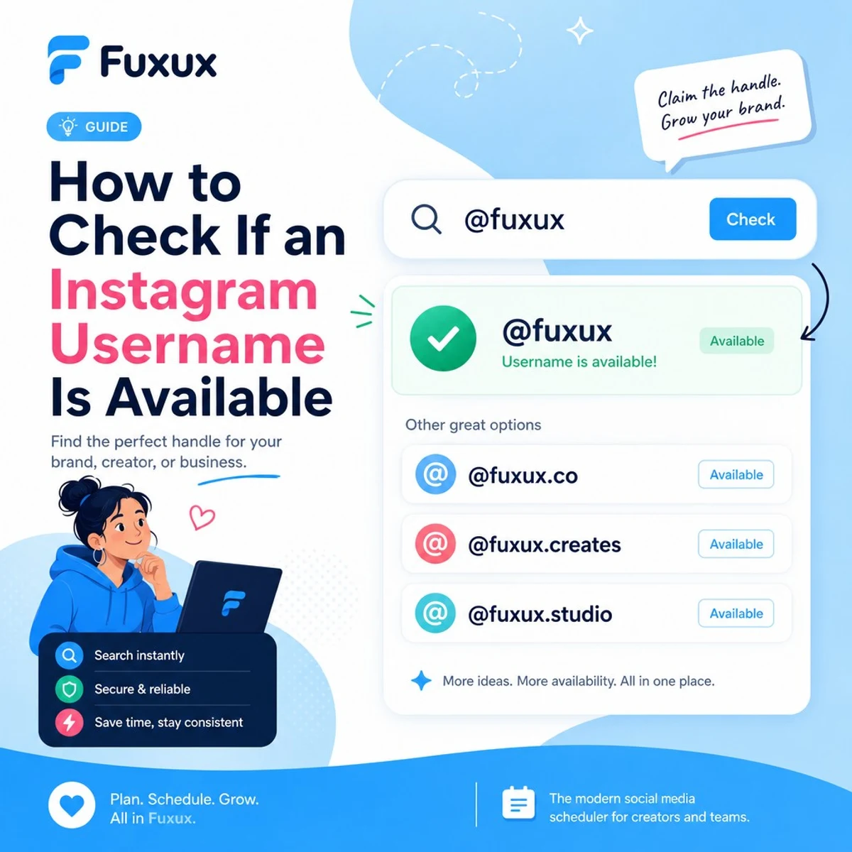 Fuxux guide for checking whether an Instagram username is available