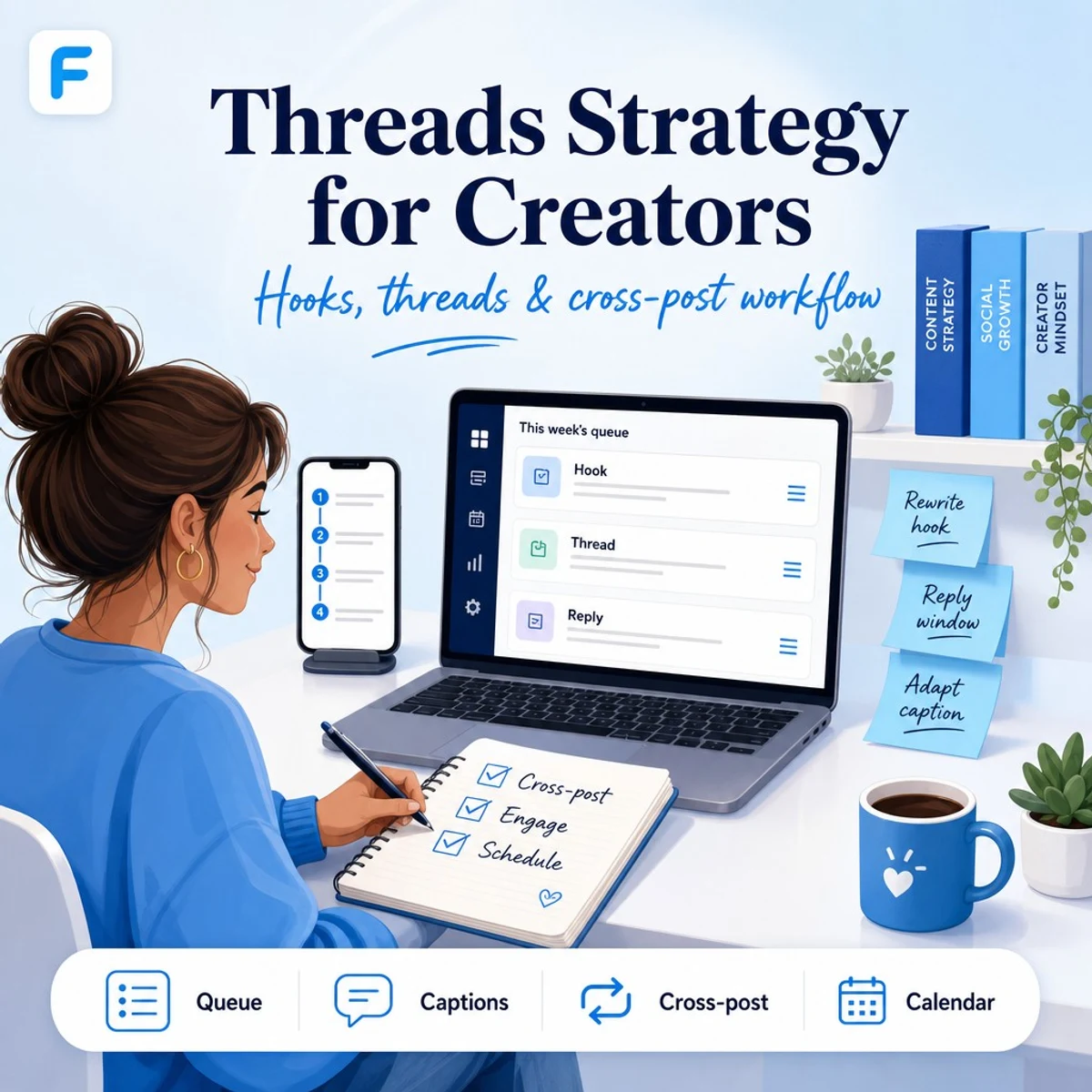 Threads strategy for creators with hook-first posts, thread chains, and cross-platform scheduling workflow